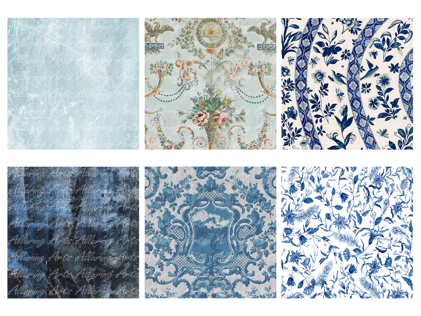 Handmade Vintage Blue 8x8 Inch Paper Scrapbooking Junk Journal Pad 200gsm