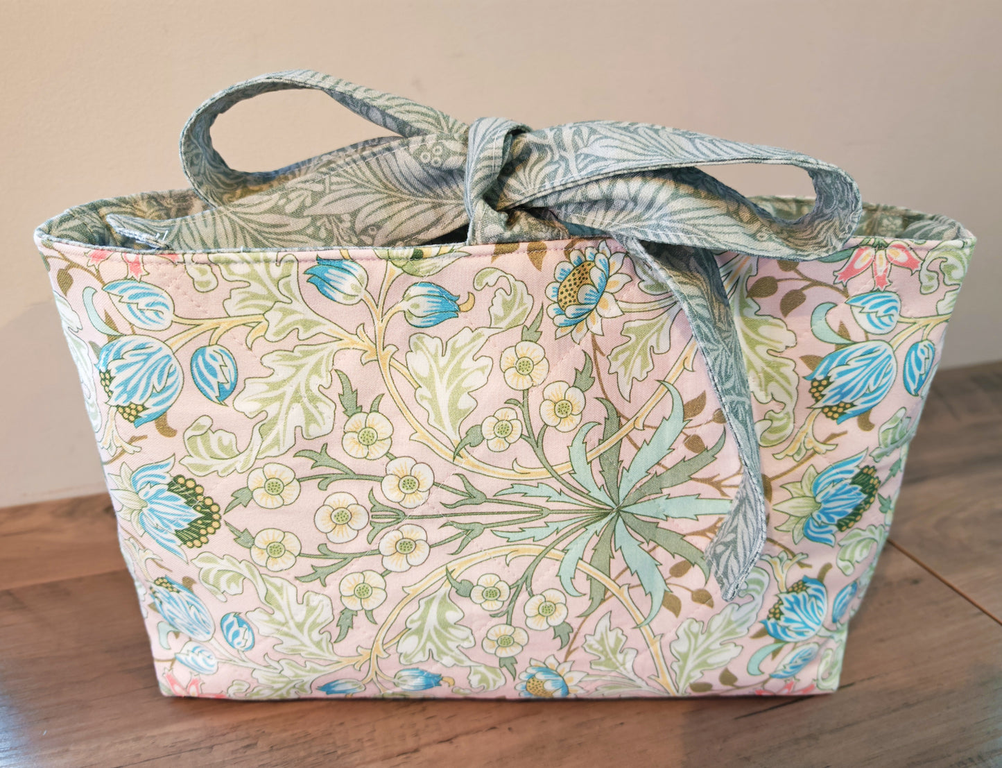 Pink and Grey Handmade Quilted Journal Sleeve with Bow