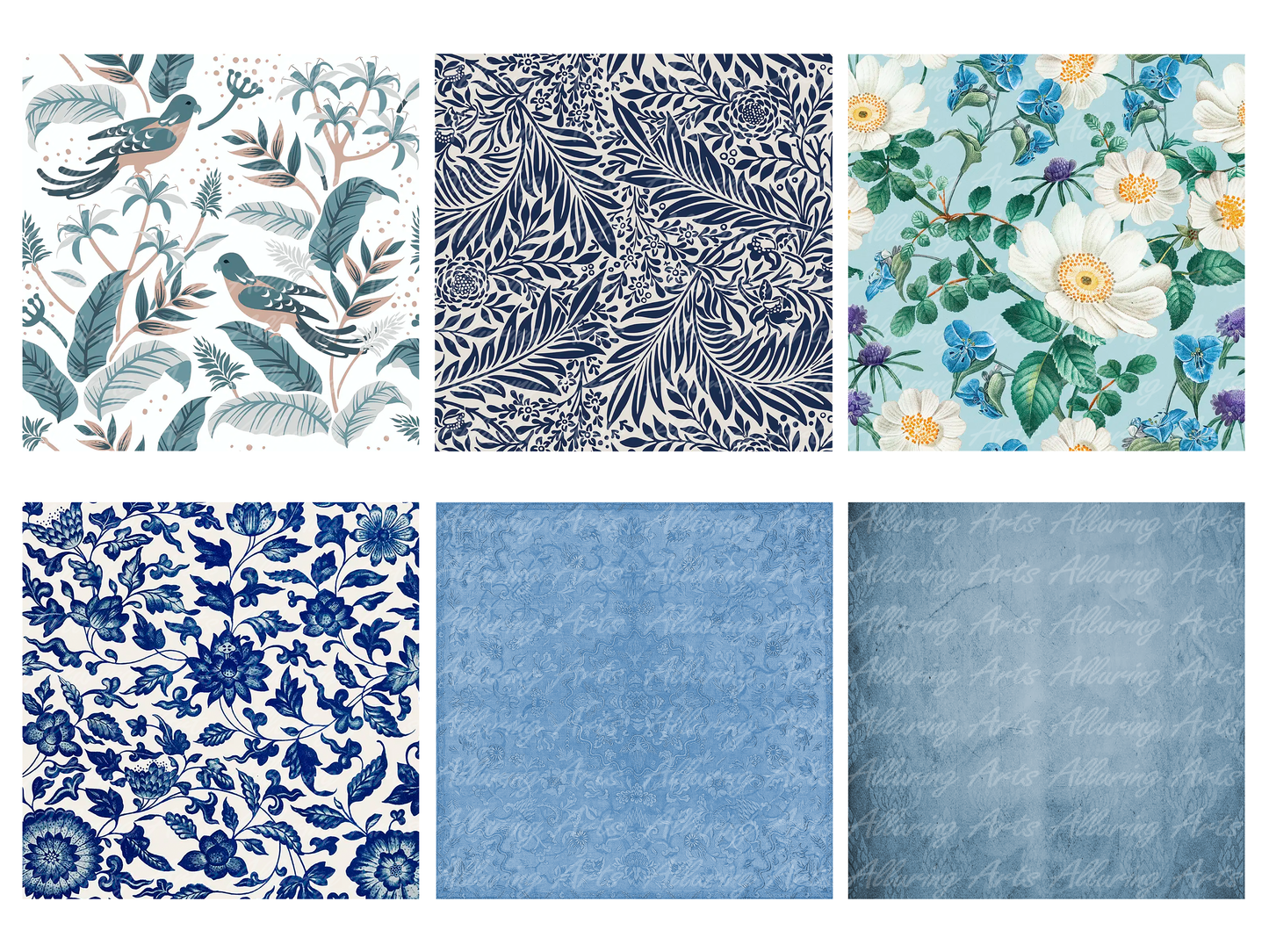 Handmade Vintage Blue 8x8 Inch Paper Scrapbooking Junk Journal Pad 200gsm