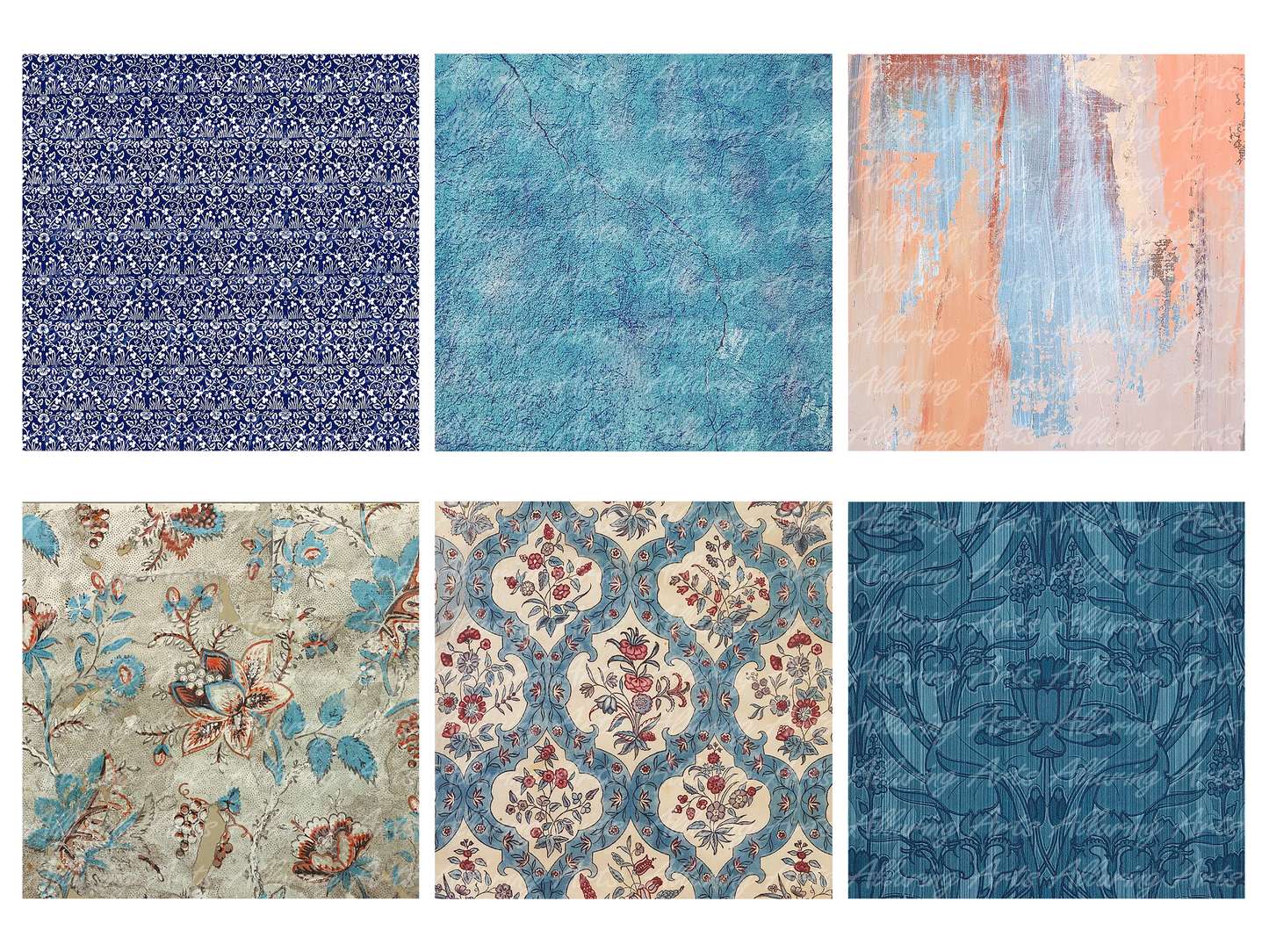 Handmade Vintage Blue 8x8 Inch Paper Scrapbooking Junk Journal Pad 200gsm