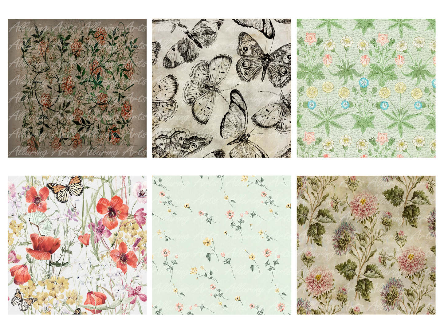 Handmade Vintage Flowers 8x8 Inch Paper Scrapbooking Junk Journal Pad 200gsm