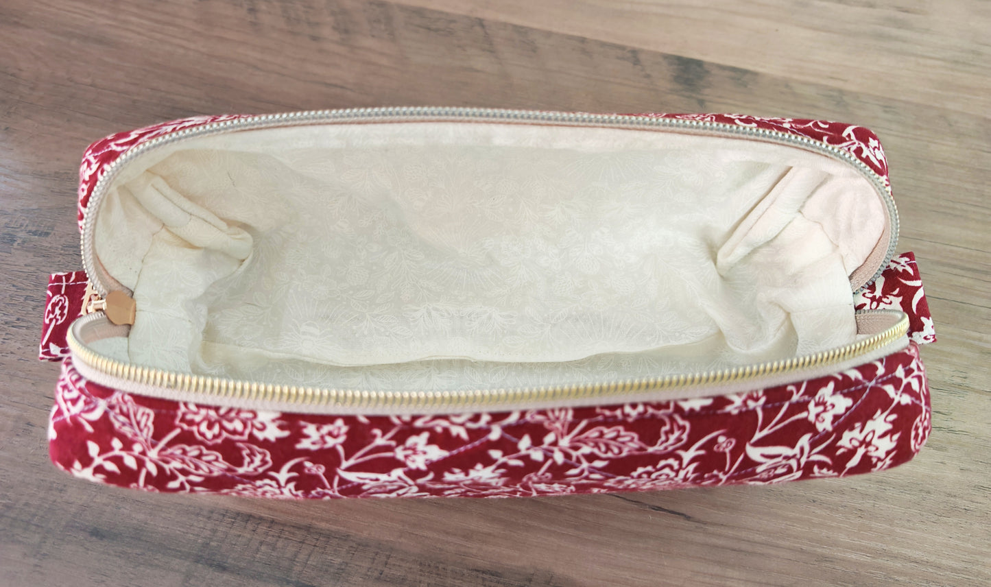 Red Handmade Boxy Pouch Pencil Case
