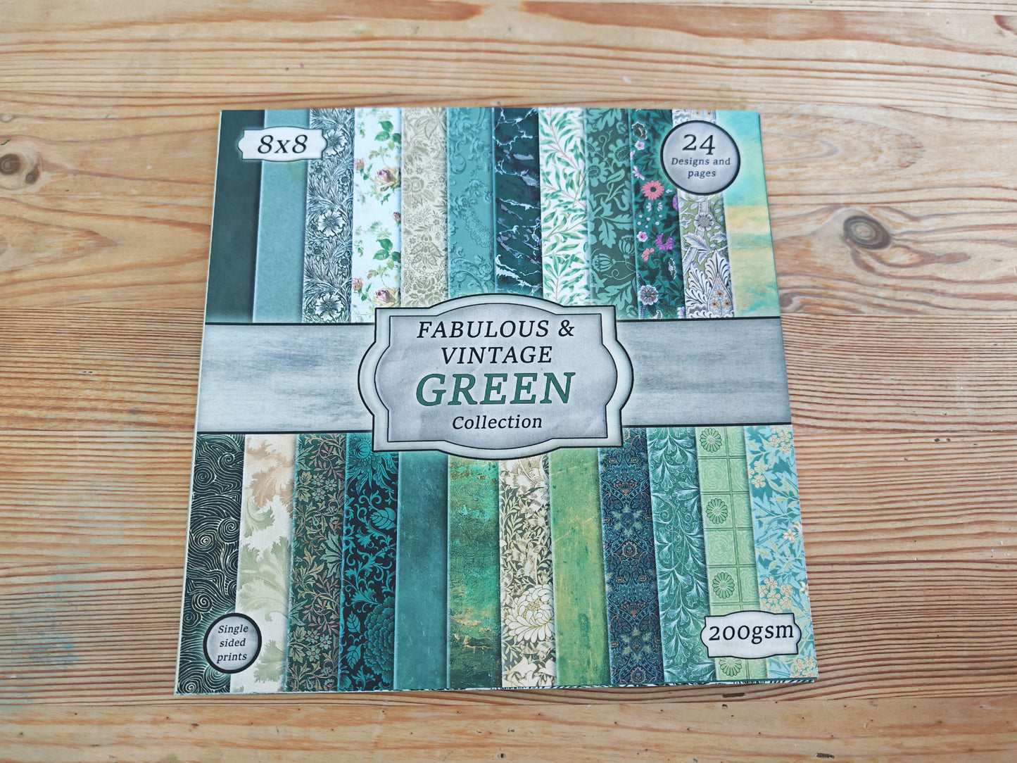 Handmade Vintage Green 8x8 Inch Paper Scrapbooking Junk Journal Pad 200gsm