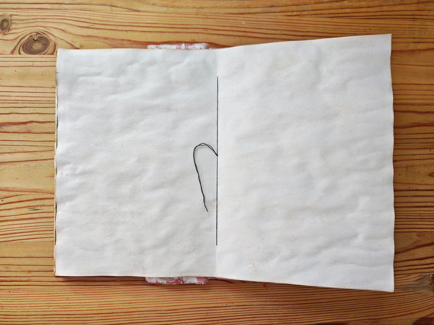 A5 Handmade Journal - Red Fabric/Gold