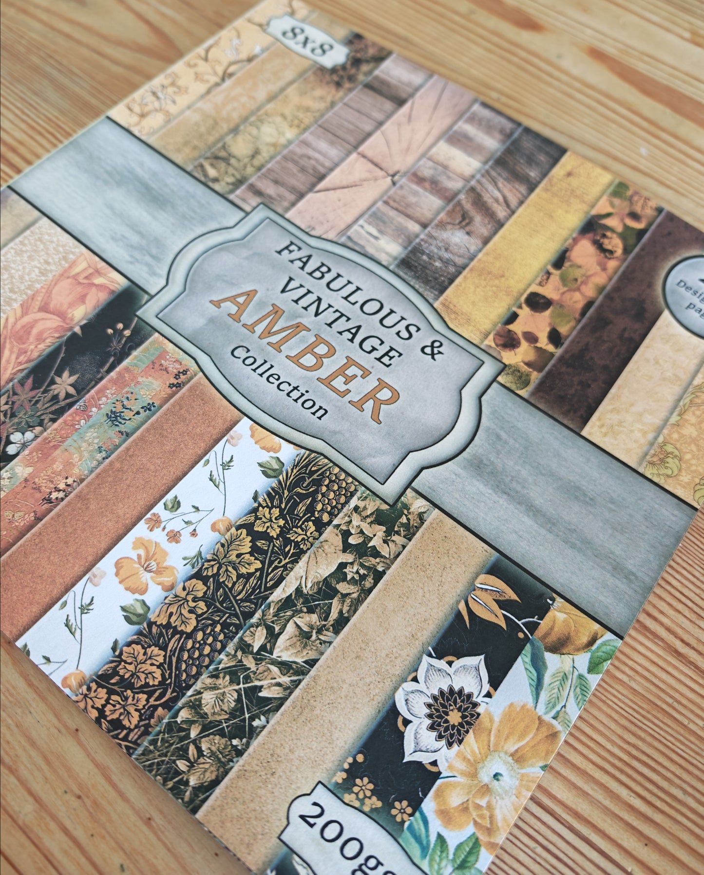 Handmade Vintage Amber 8x8 Inch Paper Scrapbooking Junk Journal Pad 200gsm