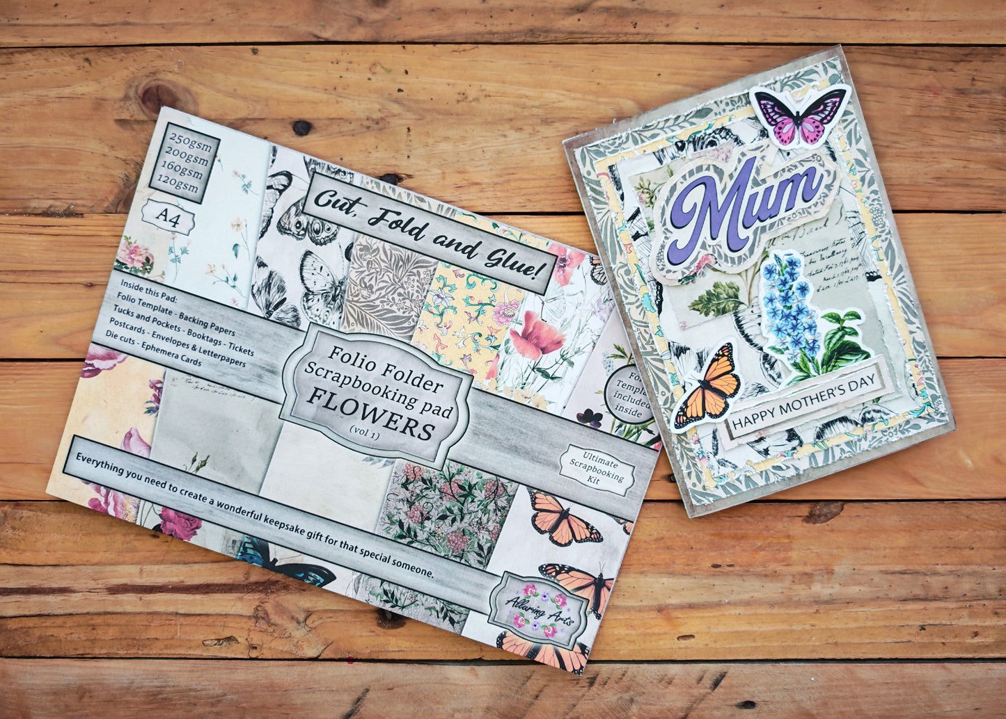 Vintage Flowers Folio Folder Scrapbooking Pad