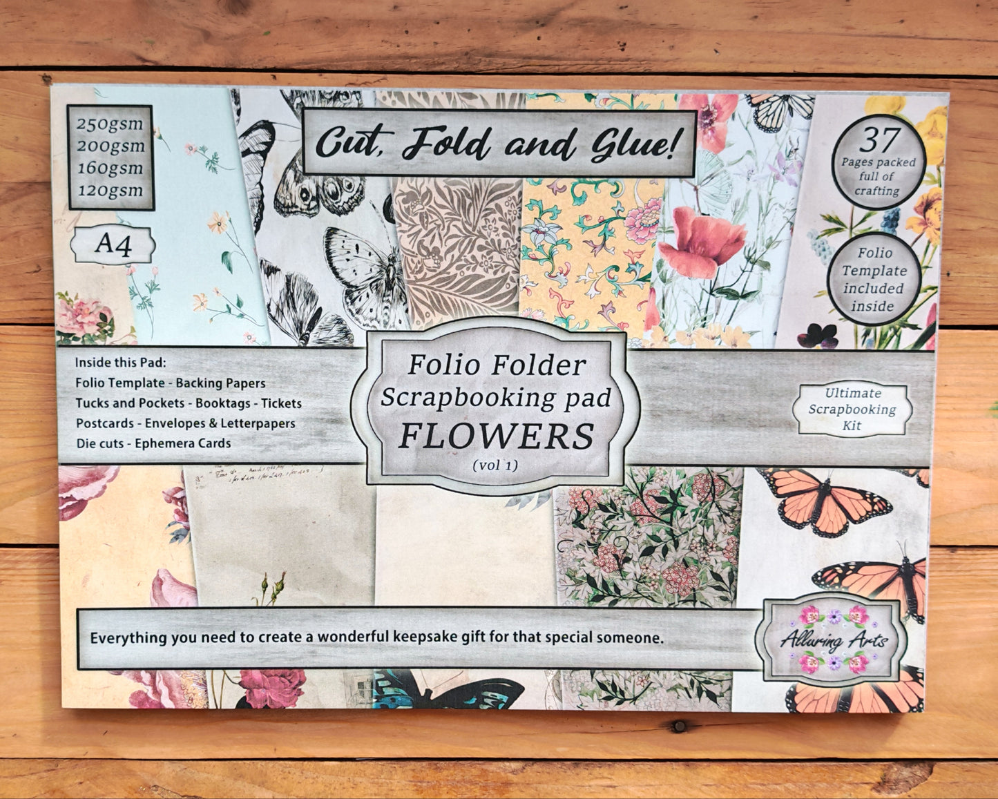 Vintage Flowers Folio Folder Scrapbooking Pad