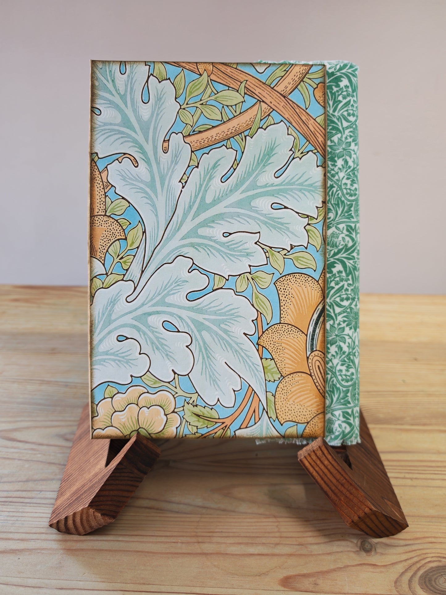 A5 Handmade Journal - Green Fabric/Floral