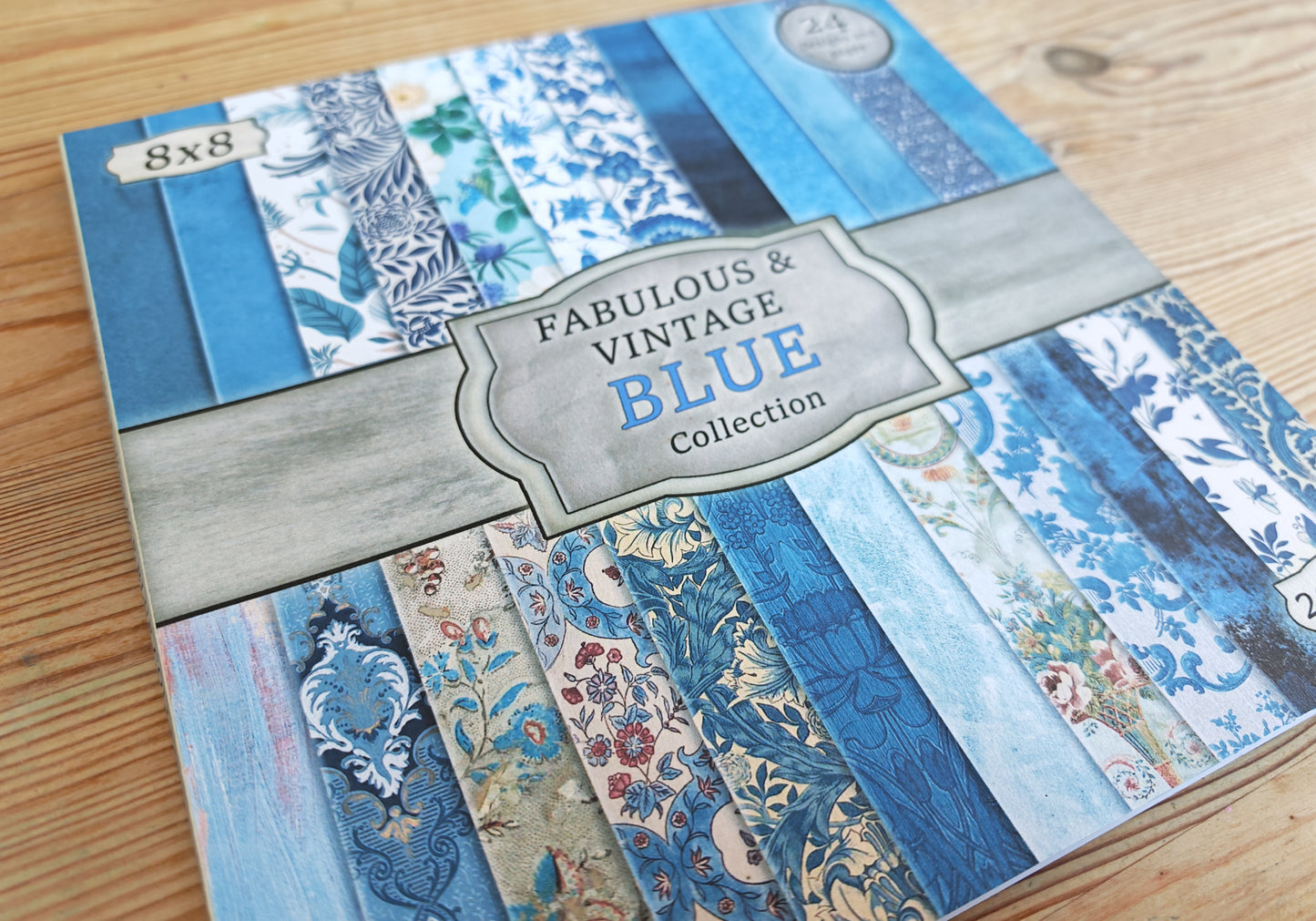 Handmade Vintage Blue 8x8 Inch Paper Scrapbooking Junk Journal Pad 200gsm