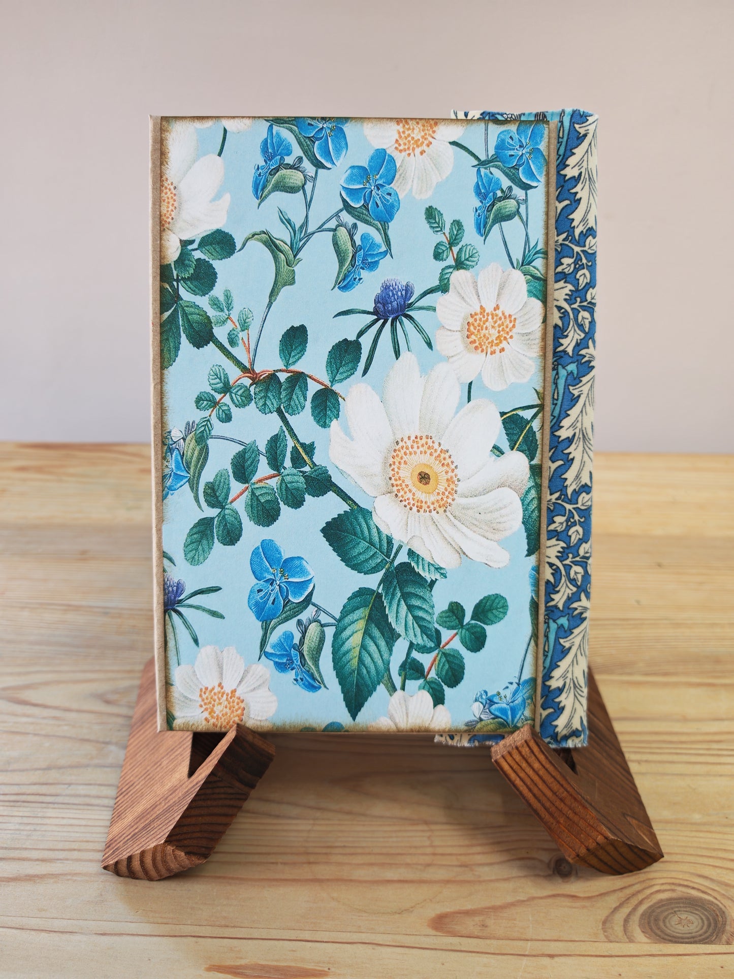 A5 Handmade Journal - Blue Fabric/Floral