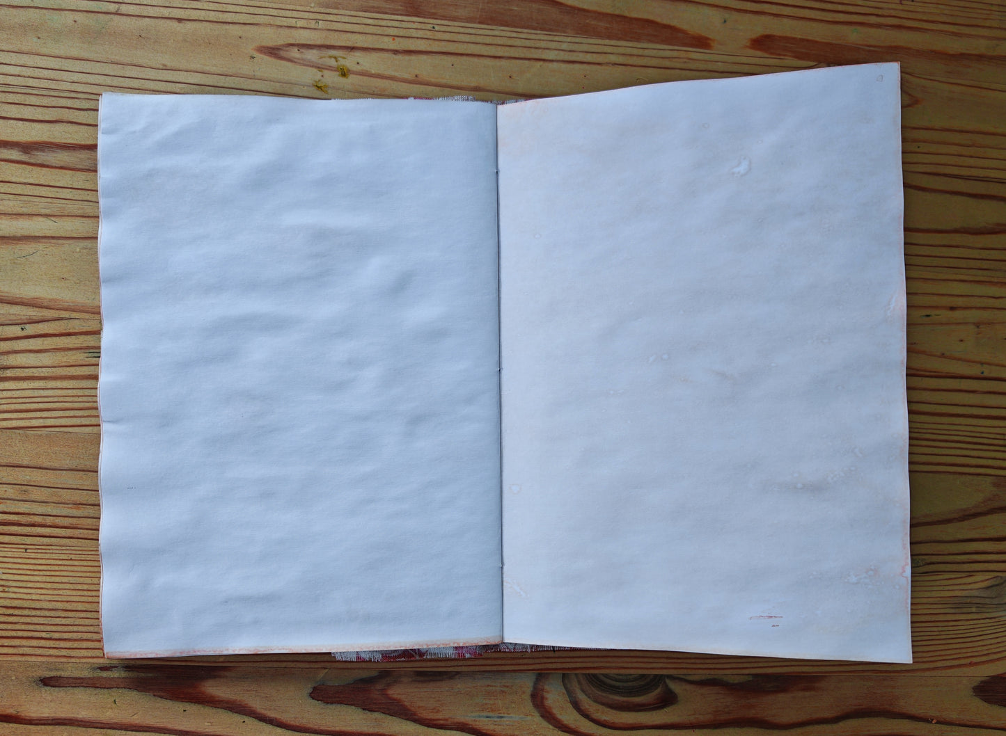 A5 Handmade Journal - Red Fabric/Gold