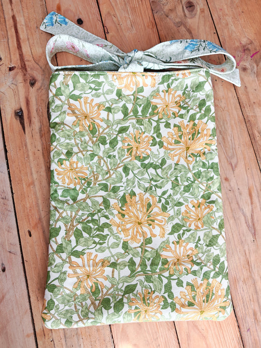 Green and Yellow Handmade Journal Sleeve with Bow