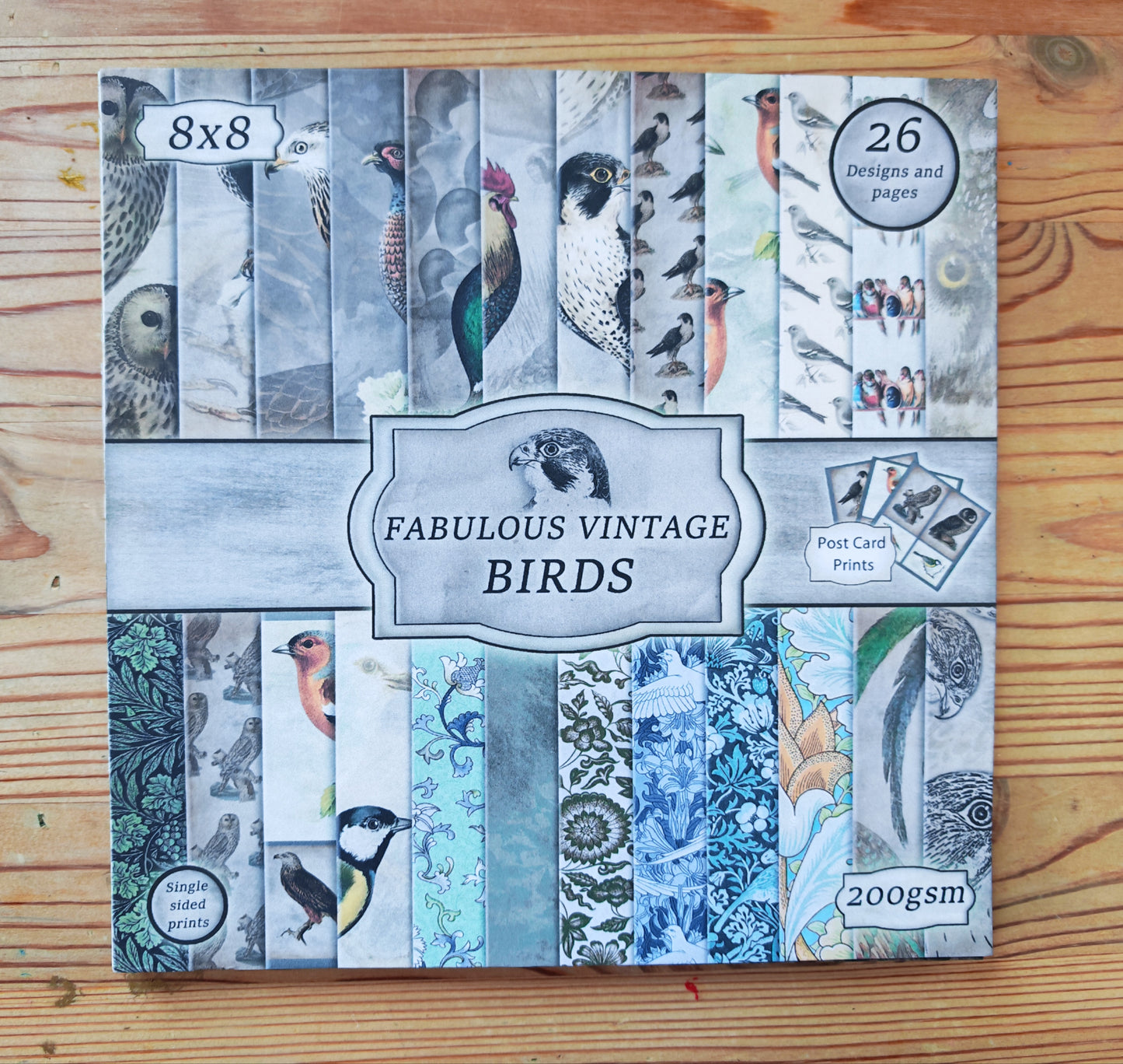 Handmade Vintage Birds 8x8 Inch Paper Scrapbooking Junk Journal Pad 200gsm