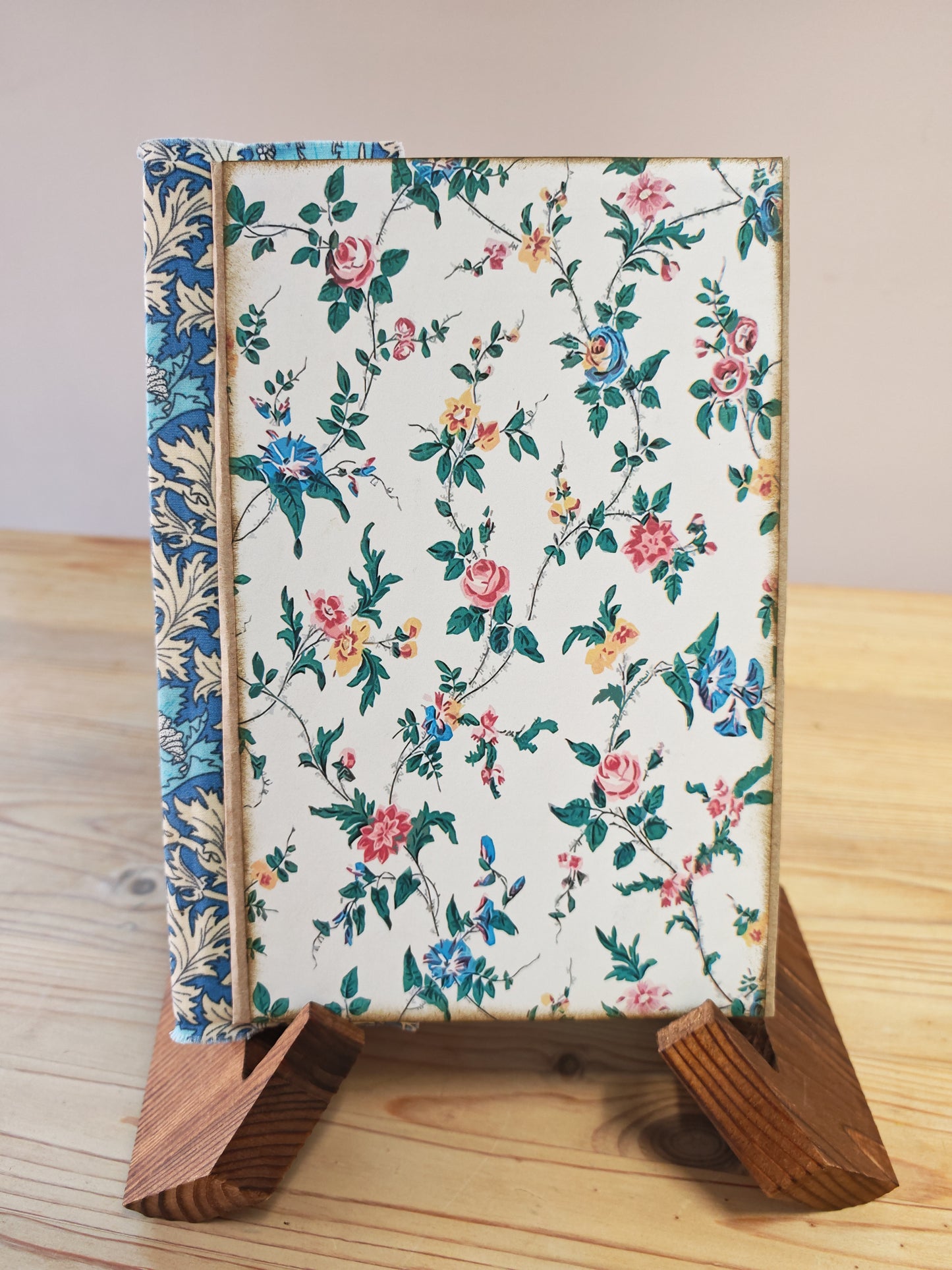 A5 Handmade Journal - Blue Fabric/Floral