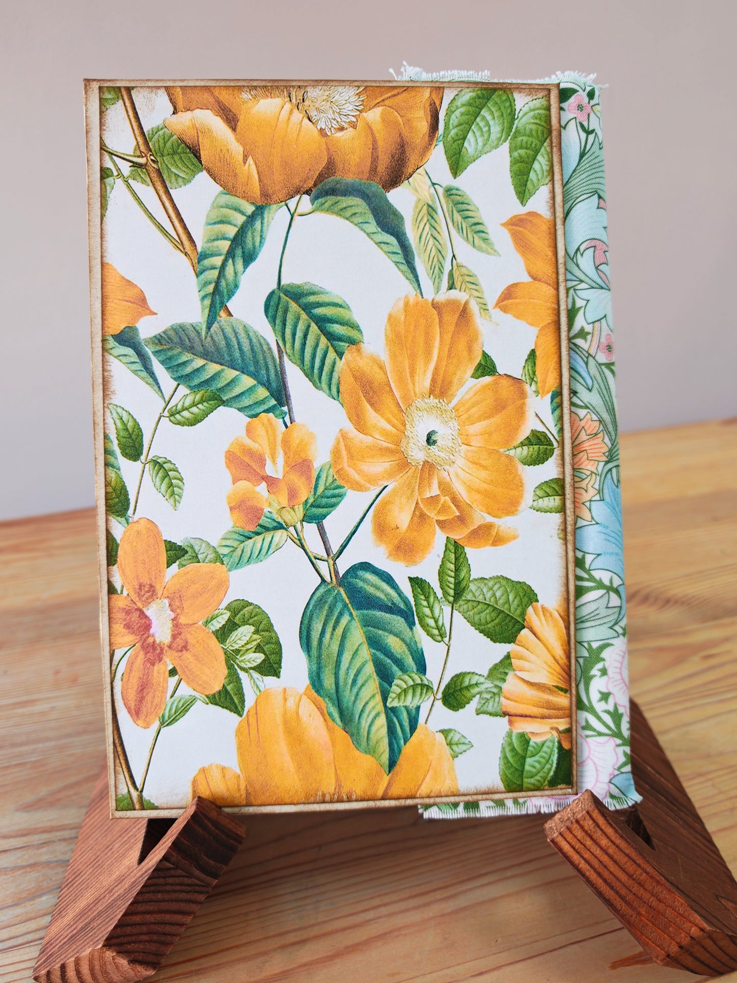 A5 Handmade Journal - Multi Fabric/Yellow Floral