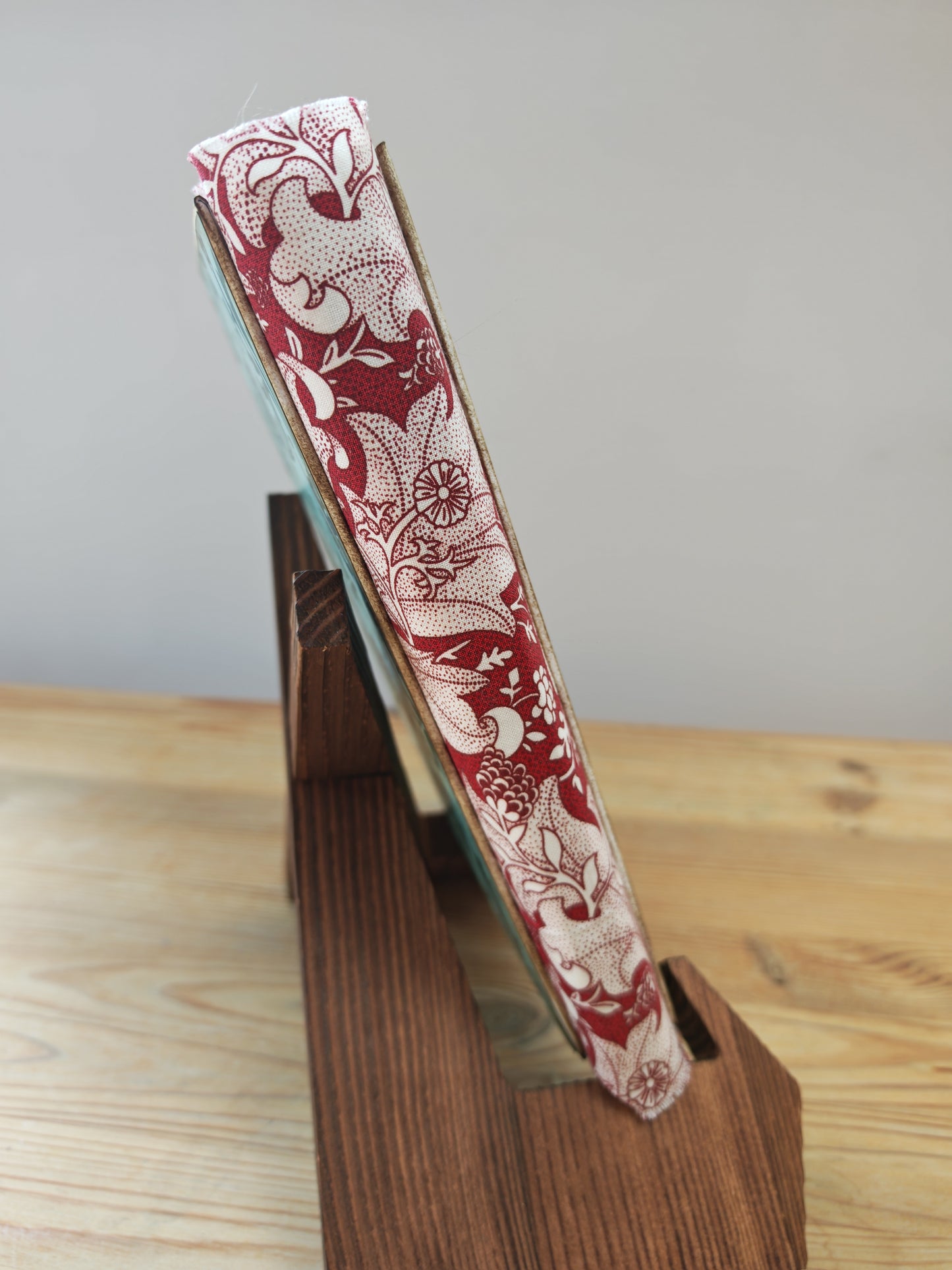 A5 Handmade Journal - Red Fabric/Gold