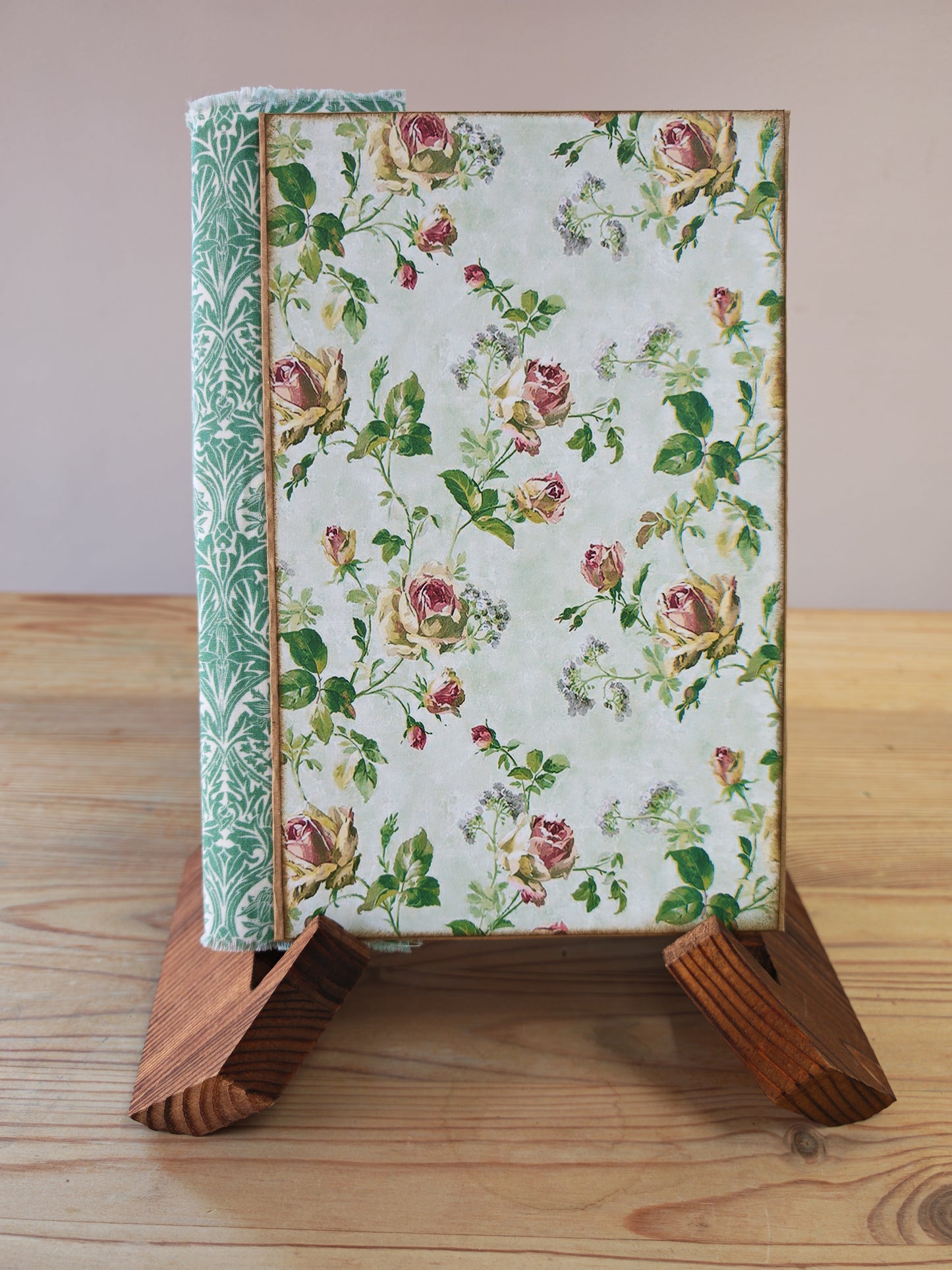 A5 Handmade Journal - Green Fabric/Floral
