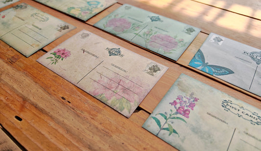Vintage Flowers Postcard Double Sided 8 Pack