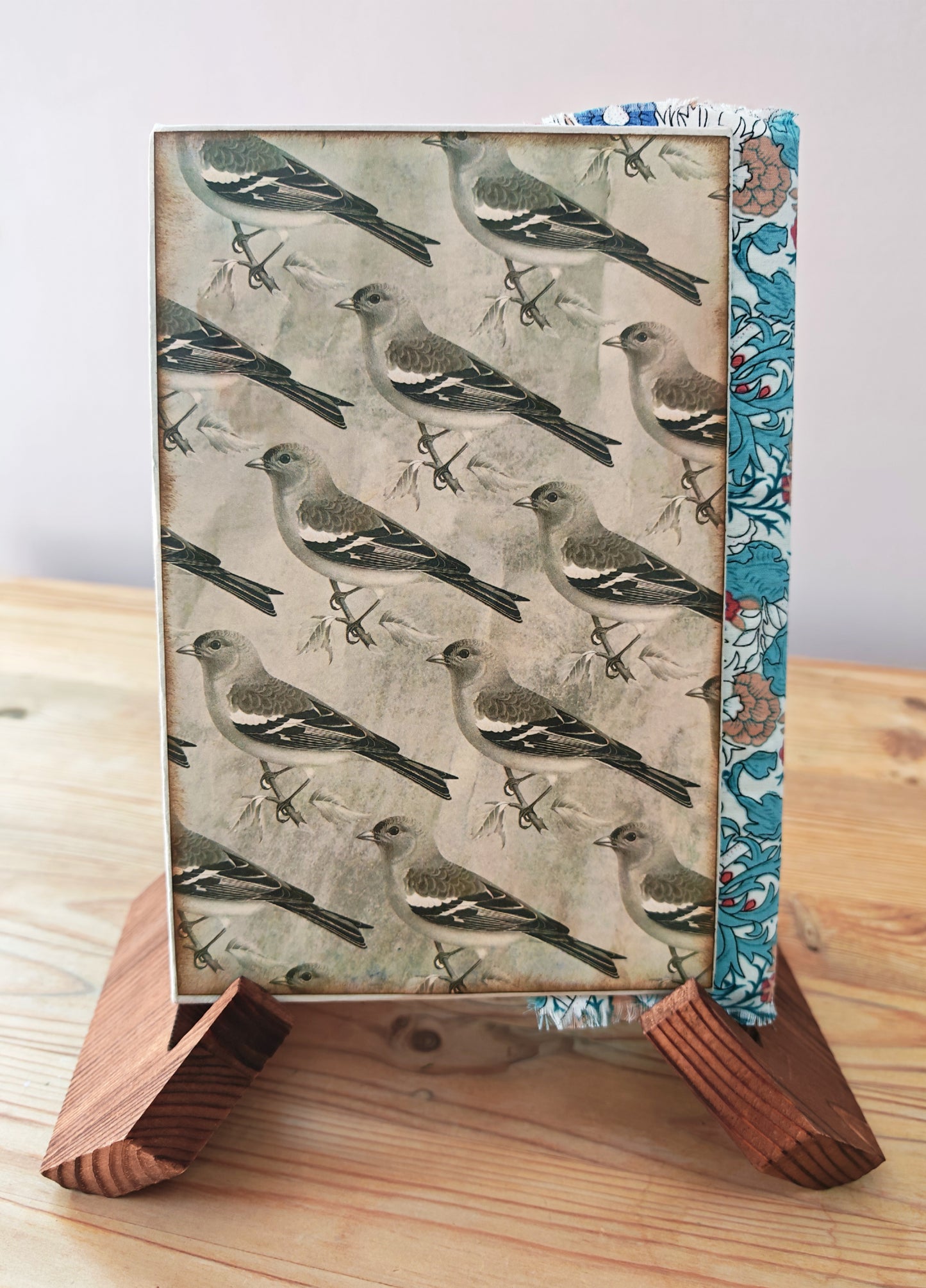 A5 Handmade Journal - Blue Fabric/Birds