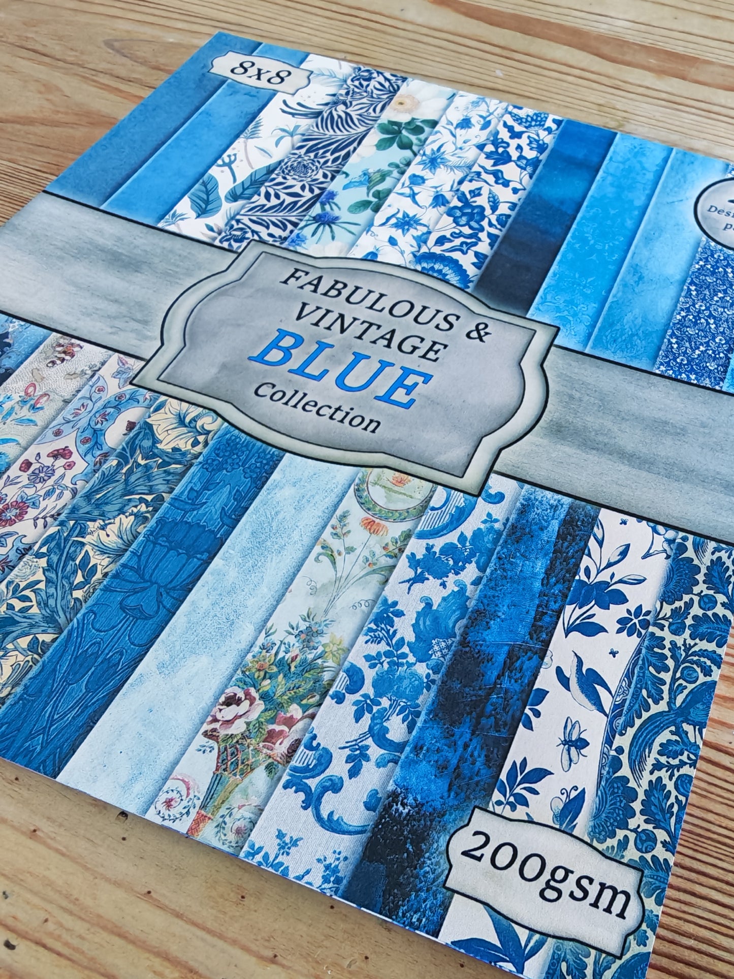 Handmade Vintage Blue 8x8 Inch Paper Scrapbooking Junk Journal Pad 200gsm