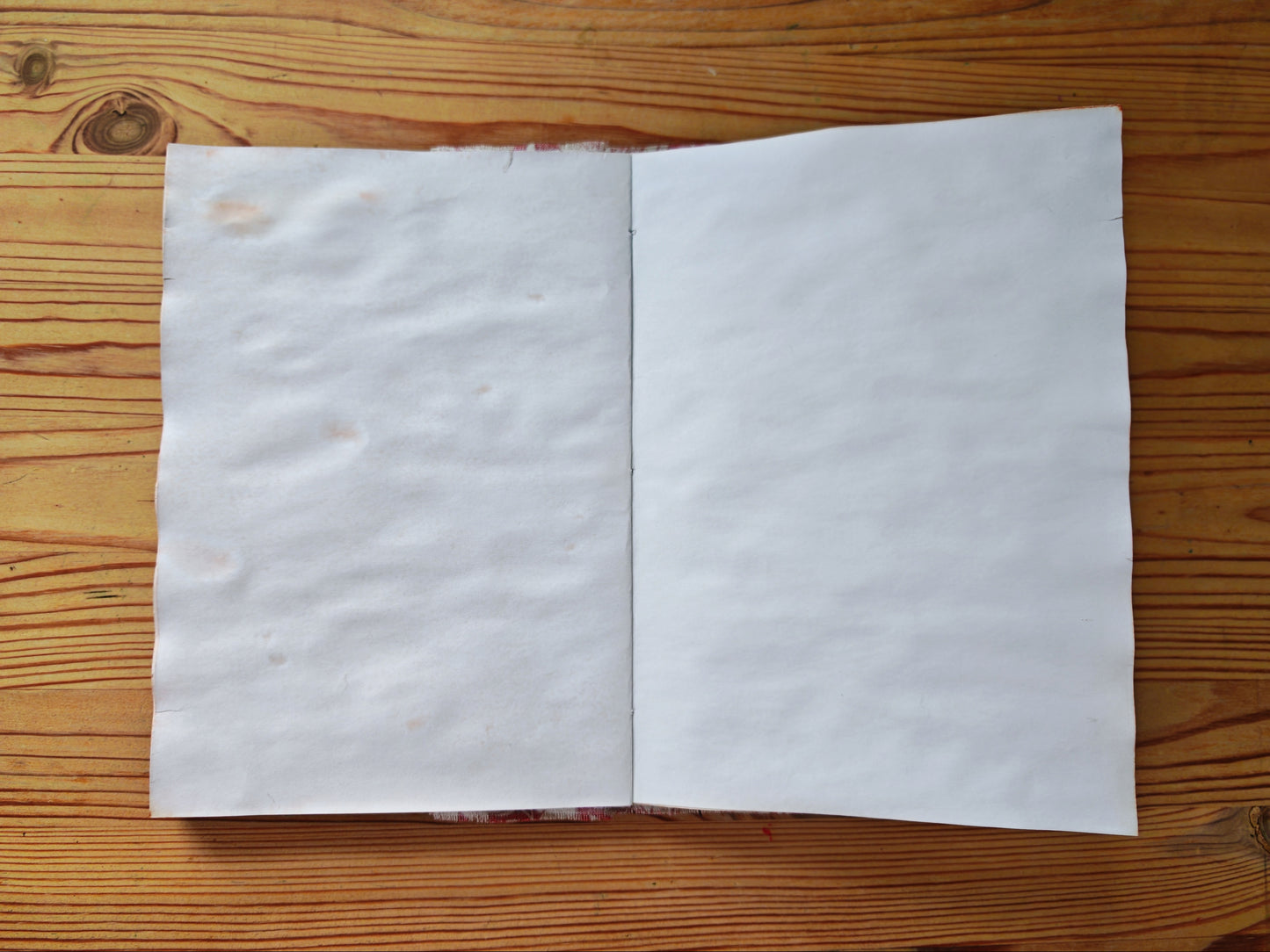 A5 Handmade Journal - Red Fabric/Gold