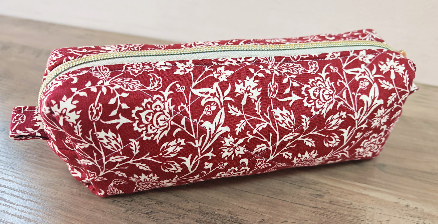 Red Handmade Boxy Pouch Pencil Case