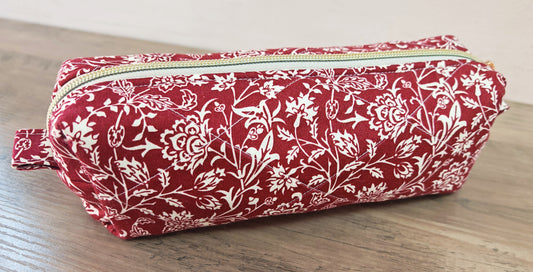 Red Handmade Boxy Pouch Pencil Case