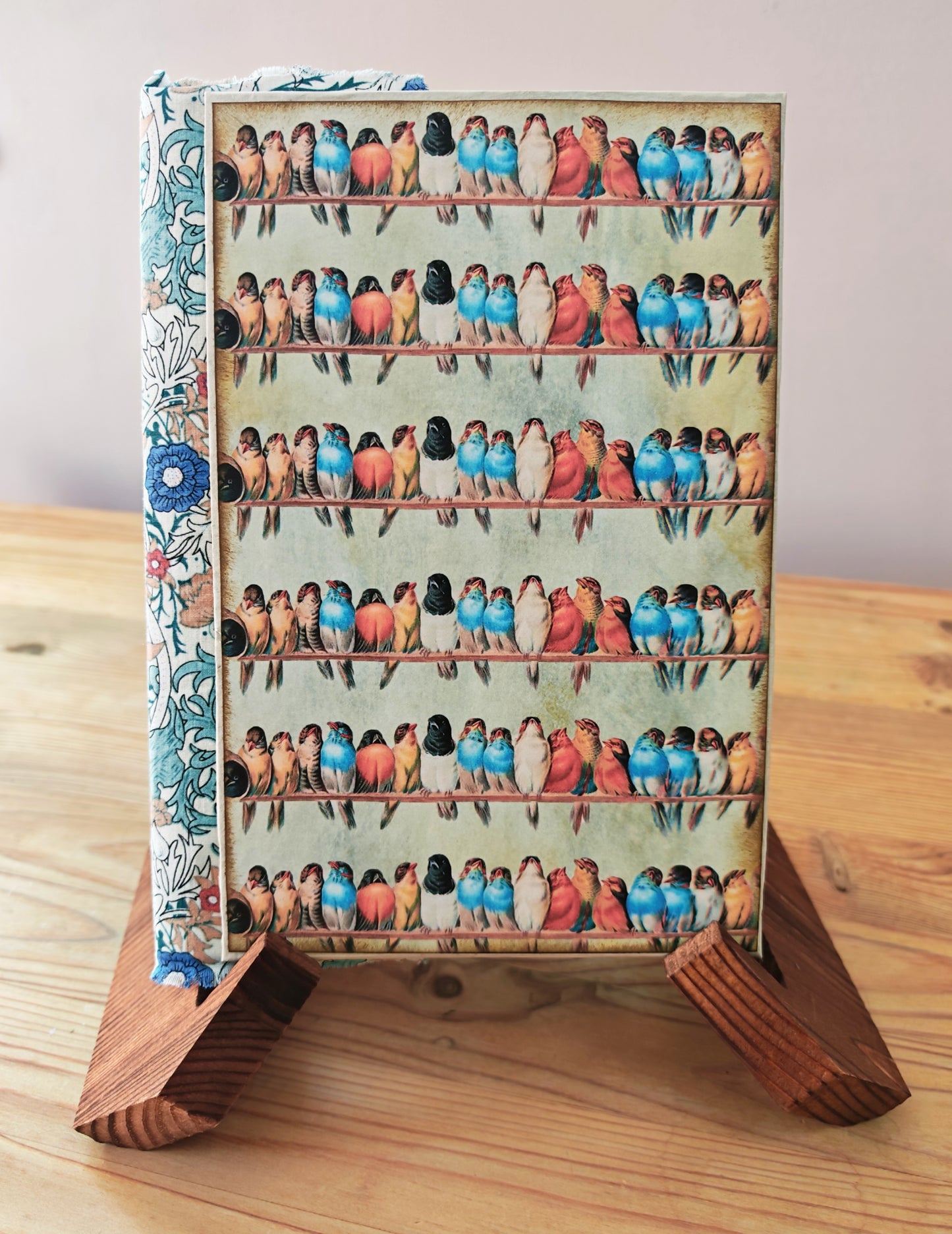 A5 Handmade Journal - Blue Fabric/Birds